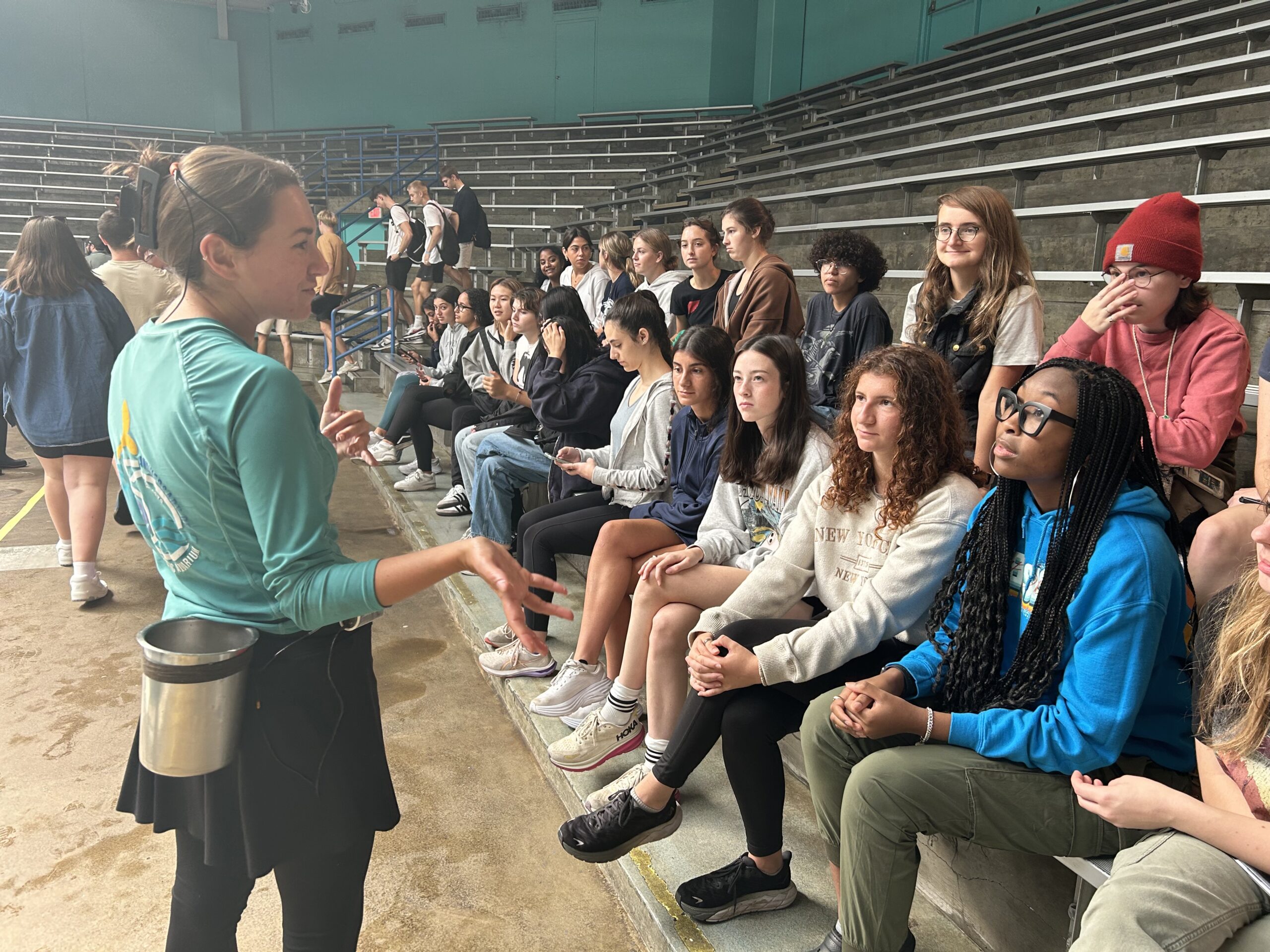 students at a marine life demonstration