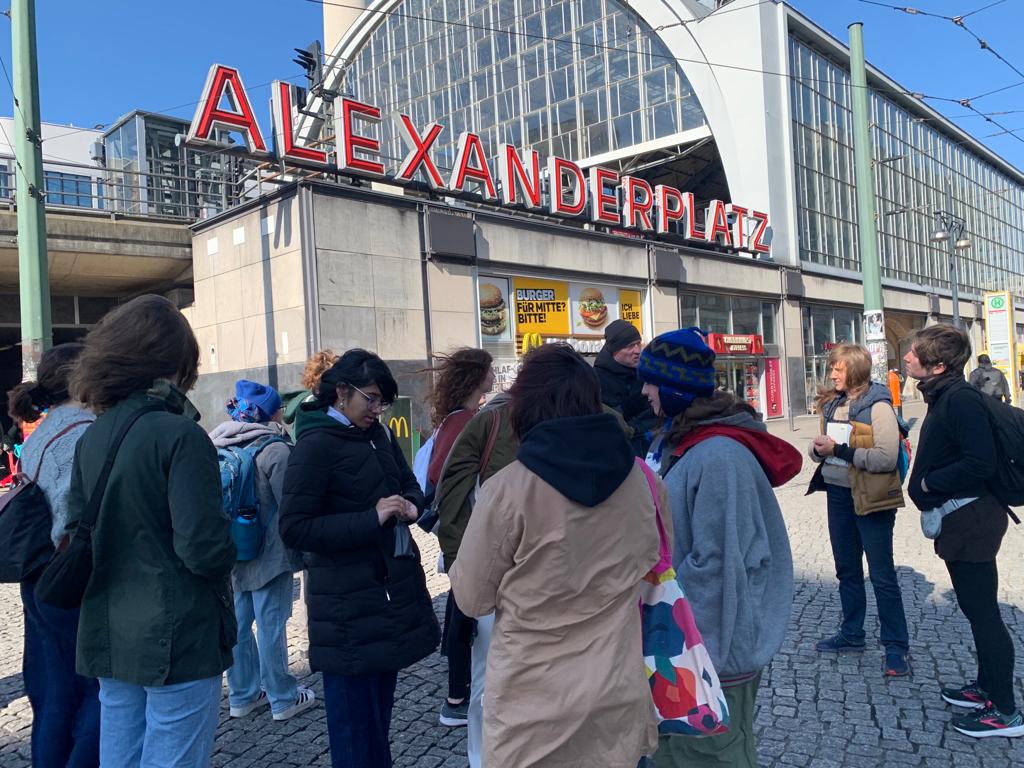 students in Berlin at Alexanderplatz